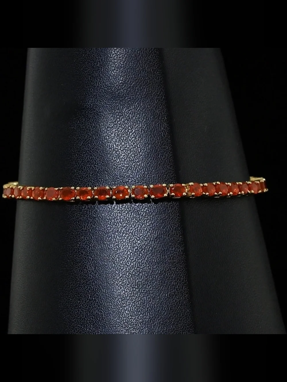 Mexican Cherry Fire Opal Tennis Bracelet 18K Vermeil Yellow Gold 3ctw